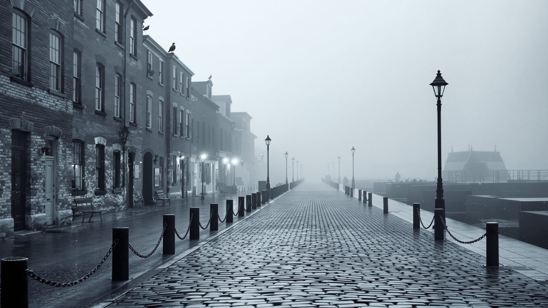 New Bedford working harbour at dawn